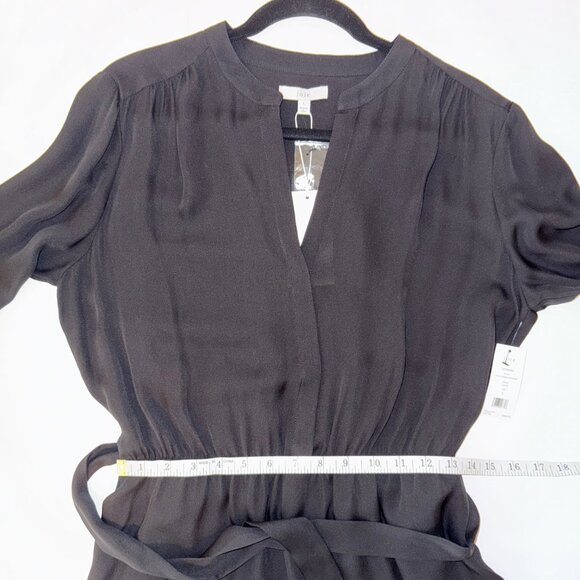 NWT Joie Leonore Shirt Dress Silk Button Down Tie Waist Black Caviar Career sz L - Picture 8 of 16